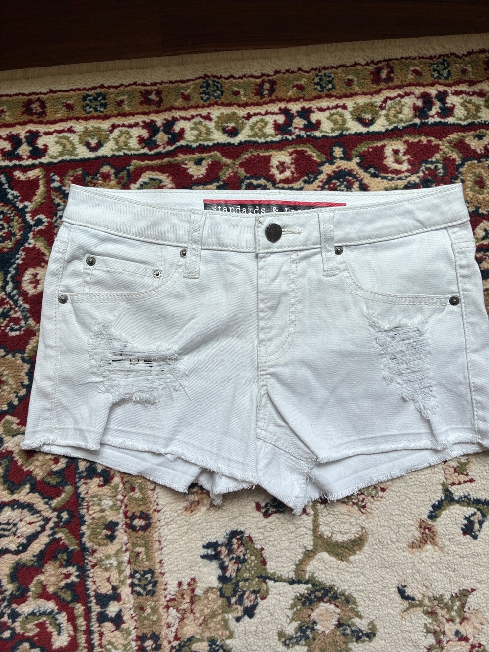 Standards & Co. White Distressed Women's Denim Shorts